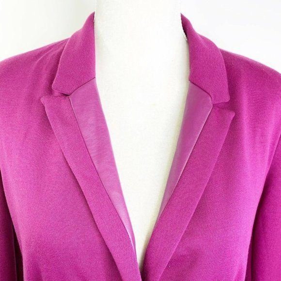 Elementz Hot Pink Faux Leather Trim Ponte Blazer - Picture 2 of 7